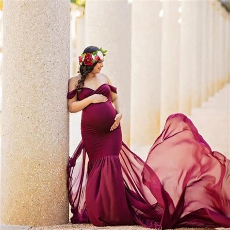 Kaufe Umstand Maxikleid Schwangere Frauen Fotografie Kleid Off