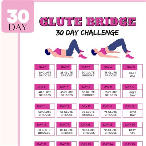 30 Day Glute Bridge Exercise Challenge For A Stronger Lifted Butt Tone