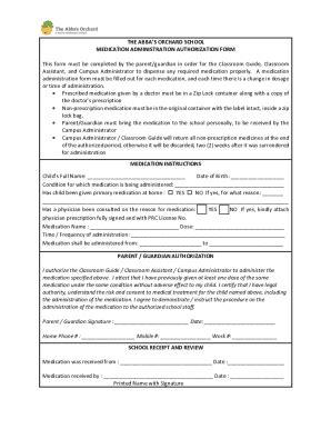 Fillable Online MEDICATION ADMINISTRATION AUTHORIZATION FORM 2 Fax