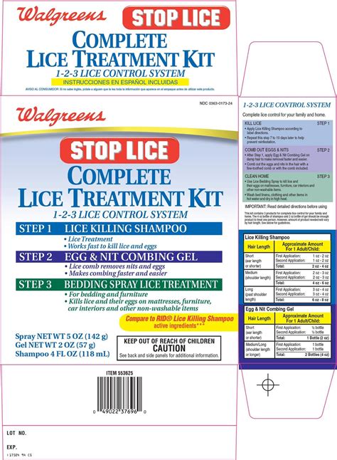 Walgreen Co Complete Lice Treatment Kit Drug Facts