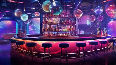 Premium Photo | The bar is a popular nightclub with colorful lights.