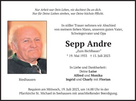 Traueranzeigen Von Sepp Andre Trauer Merkur De