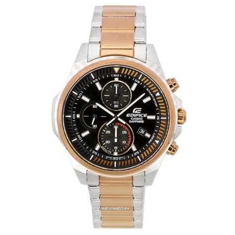 Casio Edifice Black Dial Two Tone Quartz Efr S Gs A Efrs Gs M