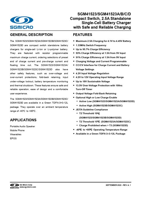 Sgm B Charger Datasheet Distribuidor Stock Y Mejor Precio