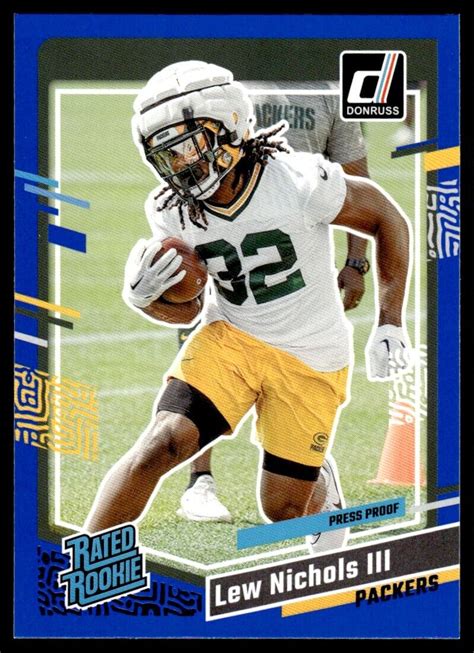 Donruss Press Proof Blue Lew Nichols Iii Rookie Green Bay Packers