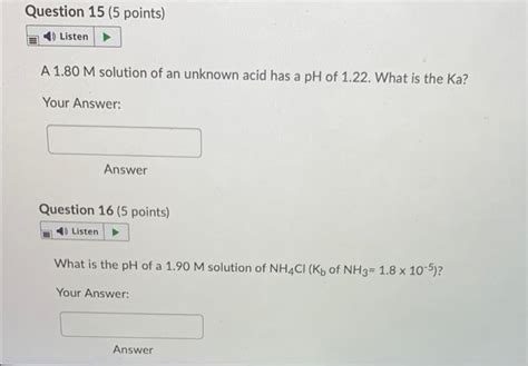 Solved Question 15 5 Points Listen A 1 80 M Solution Of An Chegg