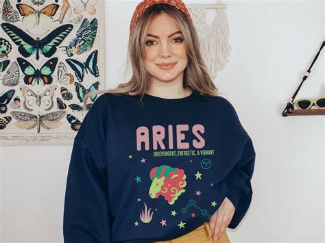 Retro Aries Sweatshirt Aesthetic Birth Sign Gift For Her Birthday