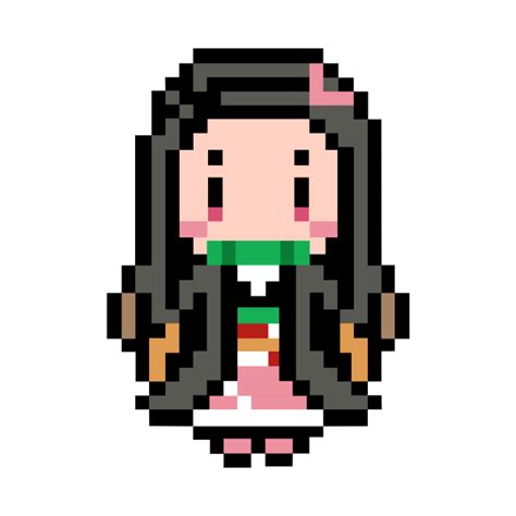 Nezuko Pixel Art Grid X