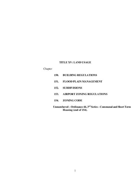 Fillable Online Land Usage Title Xv Land Usage Chapter Building