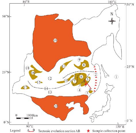 Paleo Paleozoic Paleo Asian Ocean And Its Periphery Tectonic Plates Map