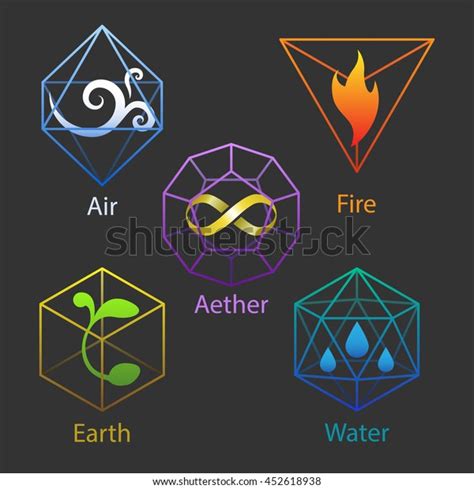 Set Five Icons Elemental Symbols Air Stock Vector (Royalty Free ...