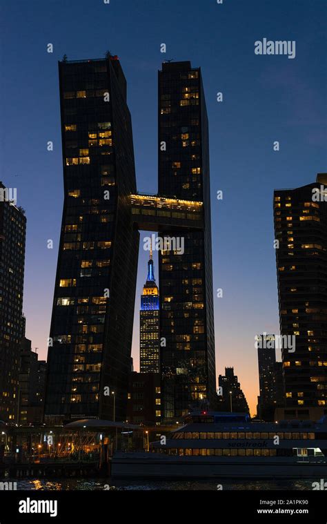 york city  sunset stock photo alamy