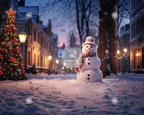 Snowman Backdrop Digital Download Photoshop Overlays - Etsy