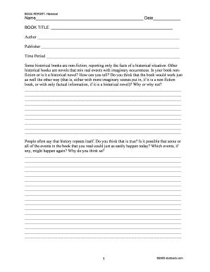 Fillable Online Book Report Middle Historical Doc Fax Email Print