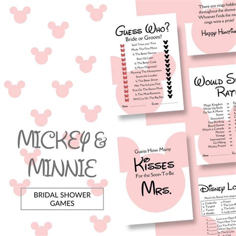 Mickey Minnie Themed Bridal Shower Games Bundle Bridal Shower Games