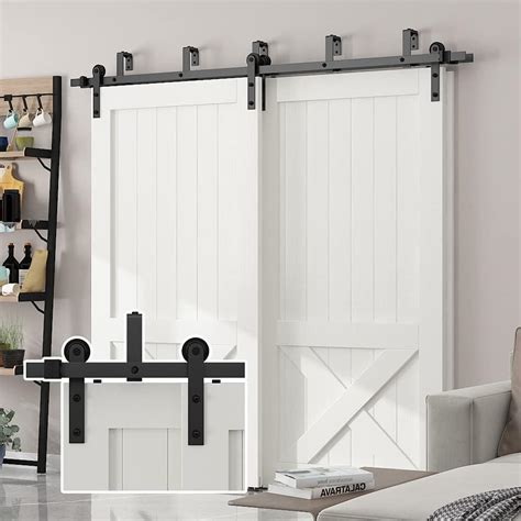 Buy Skysen 7ft Low Ceiling Heavy Duty Sliding Barn Door Hardware Double Track Bypass Double Door