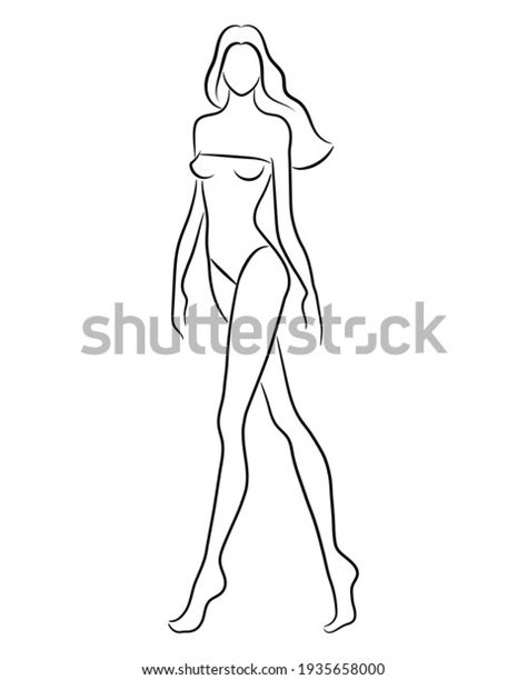 Silhouette Beautiful Nude Woman Vector Illustration Stock Vector