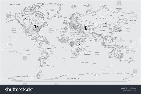 Outline Complete World Map All Countries Stock Vector (Royalty Free ...