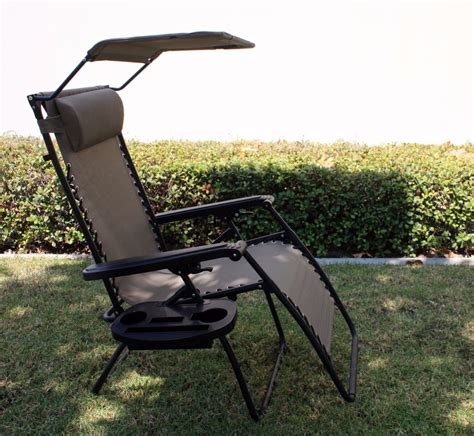 OutDoor Folding Recliner Zero Gravity Lounge Chair W Shade Canopy