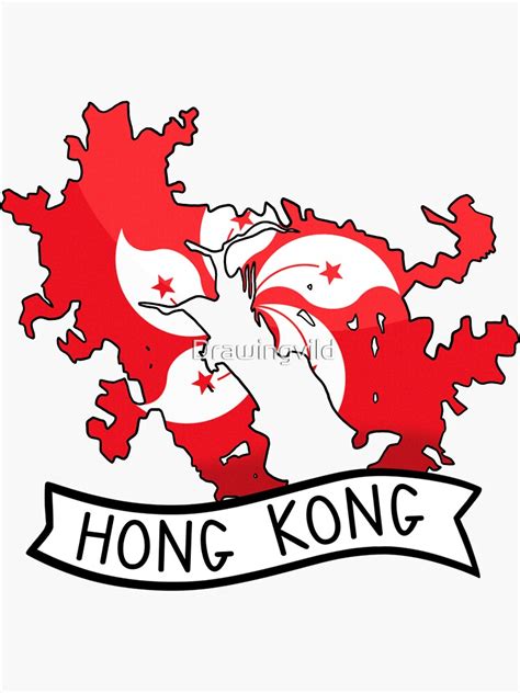 Hong Kong Flag Map Sticker Sticker For Sale By Drawingvild Redbubble