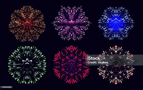 Vector Snowflake Fireworks Set Different Shapes Star Explosion Merry ...