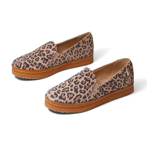 Toms Desert Tan Leopard Print Suede Women S Palma Wrap Slip Ons 10014282 Women Shoes