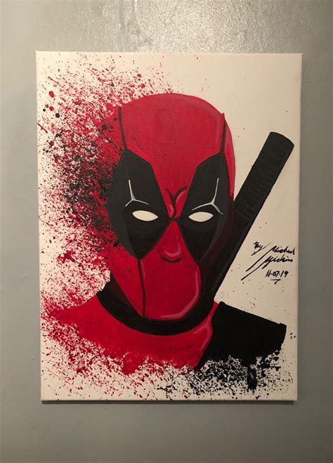 Deadpool Canvas Deadpool Painting Deadpool Canvas Painting Hand Painting Art