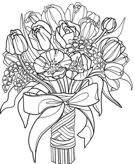 Coloriage Belles Fleurs En Bouquet Dessin Gratuit Imprimer