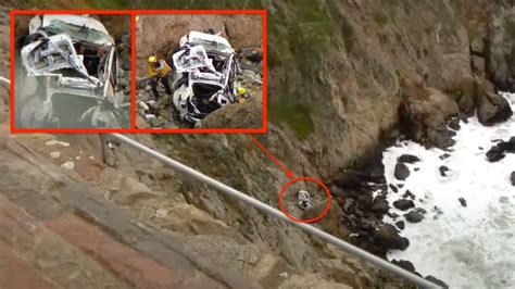 Tesla passengers survive 250-foot plunge off cliff at Devil’s Slide