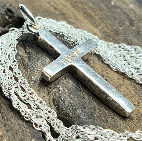 Vintage Sterling Silver Cross Pendant Necklace Etsy Singapore