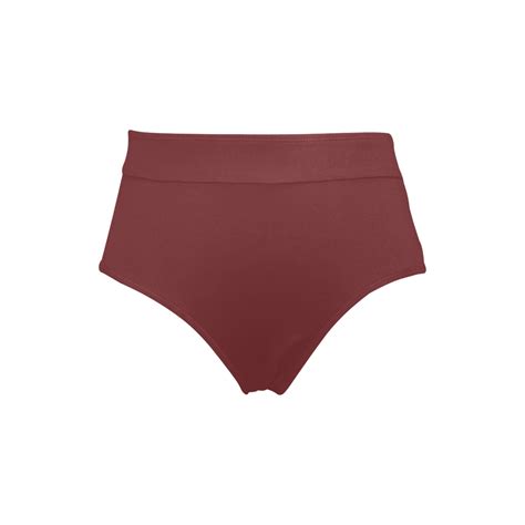 Solid Colors Burgundy High Waisted Bikini Bottom Model S Id D