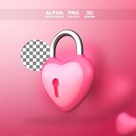 Premium Psd D Rendering Love Padlock Icon For Valentine Design