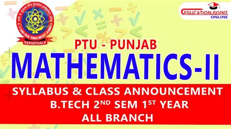 Syllabus Mathematics 2 M 2 PTU Punjab For B Tech 2nd Sem 1st Year