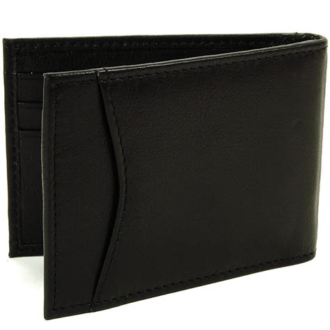 Alpine Swiss Mens Bifold Money Clip Spring Loaded Leather ID Front