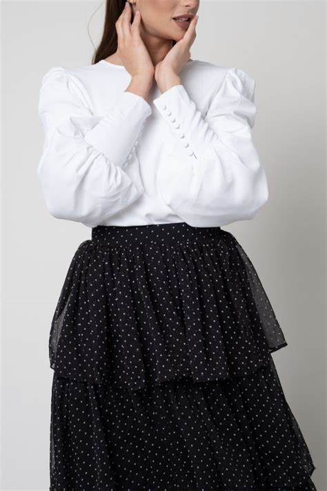 Black Polka Dots Layered Skirt Le Merge