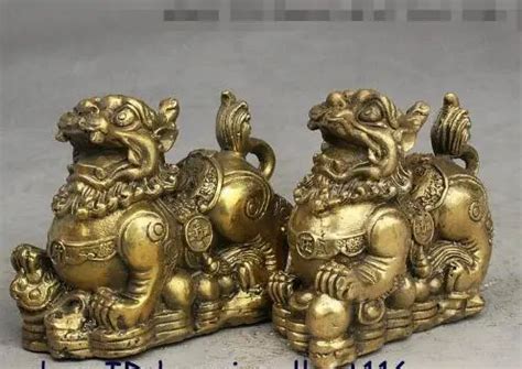 Ym 306 China Fengshui Brass Yuanbao Money Ruyi Pixiu Unicorn Beast