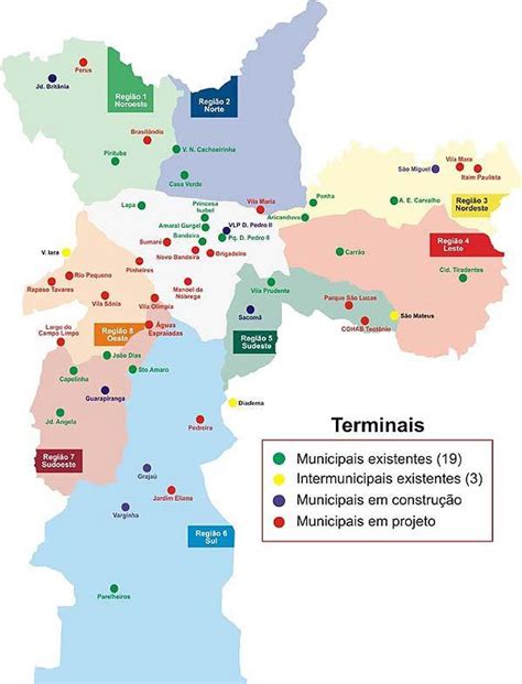 Terminais De ônibus De São Paulo Mapa Mapa Dos Terminais De ônibus De