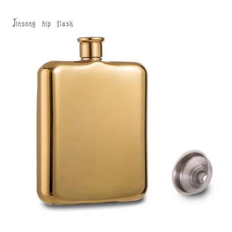 2017 High Quality 14k Gold Titanium Plated Stainless Steel Hip Flask 6