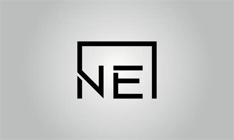 Letter NE logo design. NE logo with square shape in black colors vector ...