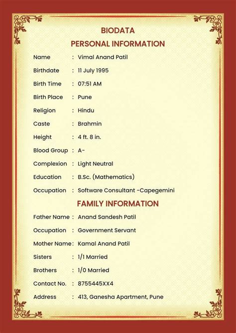 Pin By Vishal On Biodata Format Download Bio Data For Marriage Marriage Biodata Format