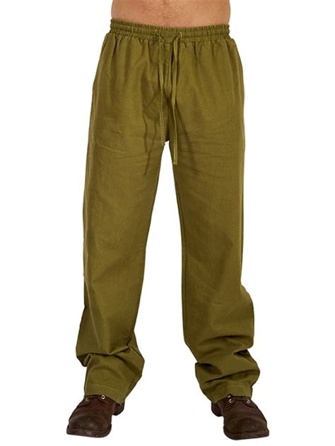 Mens Linen Pants Trousers Summer Pants Beach Pants Drawstring Elastic