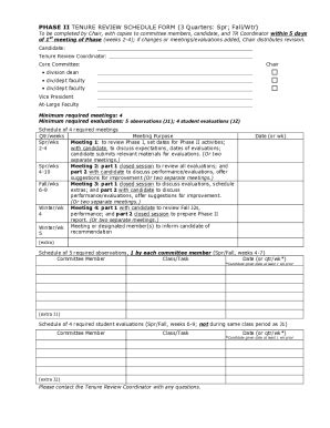 Fillable Online Phase II Tenure Review Schedule Form Fax Email Print