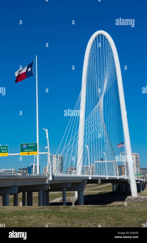 Dallas Texas New Margaret Hunt Hill Bridge White Modern Art Structure In Downtown Dallas City