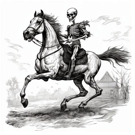 Halloween Skeleton Horse Riding Instant Digital Download Etsy