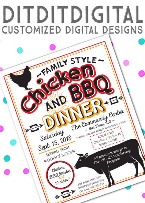 Chicken And Bbq Dinner Picnic Fundraiser Brisket Chicken Etsy