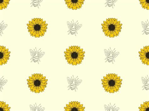 Sunflower Cartoon Character Seamless Pattern On Yellow Background