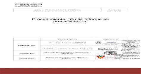 Procedimiento Emitir Informe De Precalificación” [pdf Document]