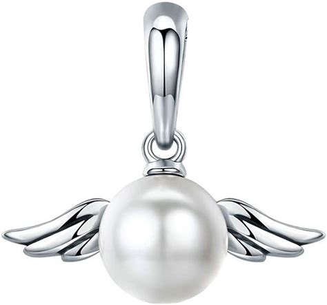 Perle mit Flügel Charm Anhänger für Pandora 925 Sterling Silber