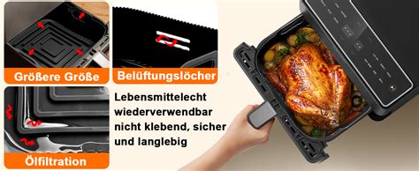 Cm Silikonform F R Hei Luftfritteuse Pcs Airfryer Zubeh R Xxl