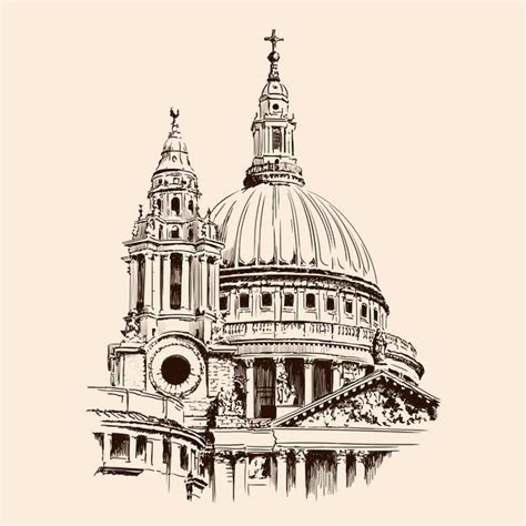 Premium Vector Dome Of St Paul S Cathedral In London Sketch On A